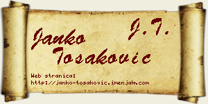 Janko Tošaković vizit kartica